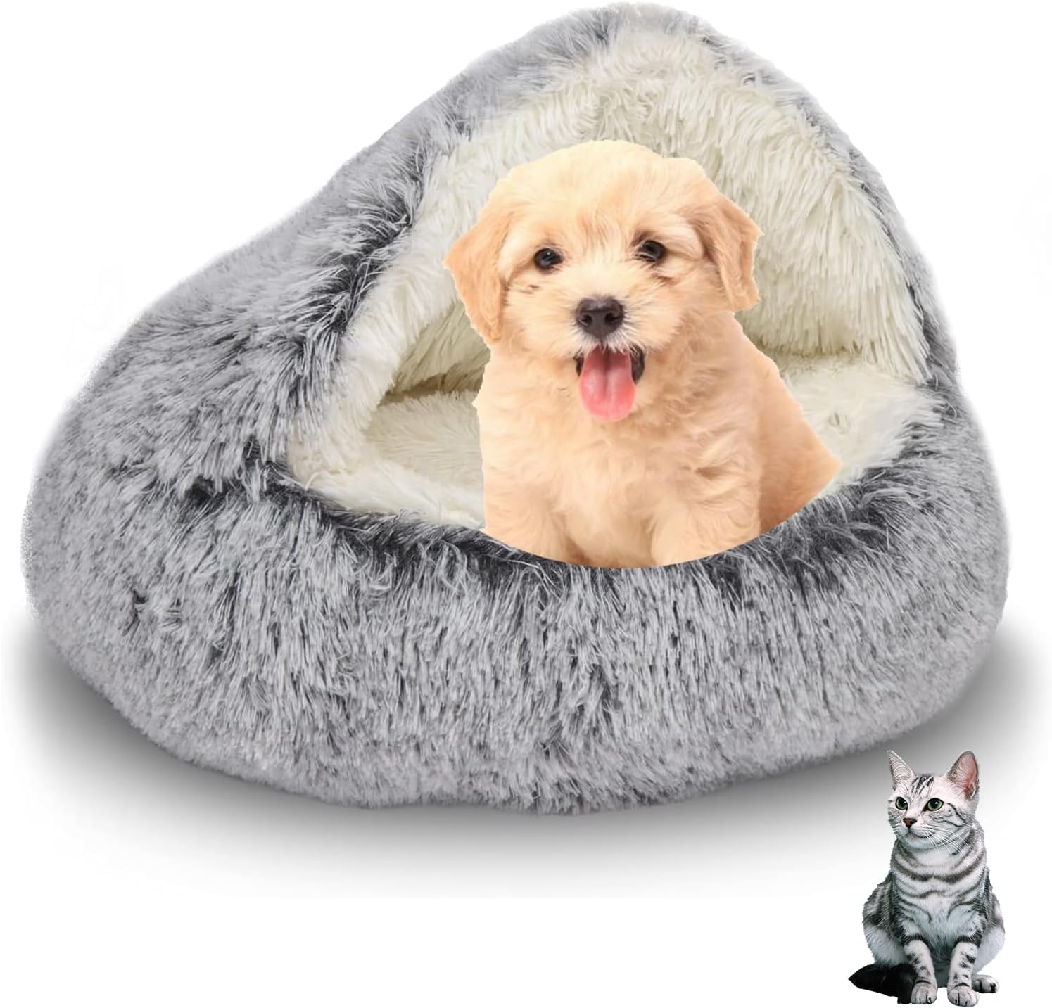 SHJOEE Flauschig Hundebett Muschelform Katzenbett Warm Tierbett Haustierbett Waschbar Hundesofa Katzensofa Plüsch Hundekorb Katzenkorb Weich Hundekissen Katzenkissen Gemütlich Hunde Katzen Schlafplatz