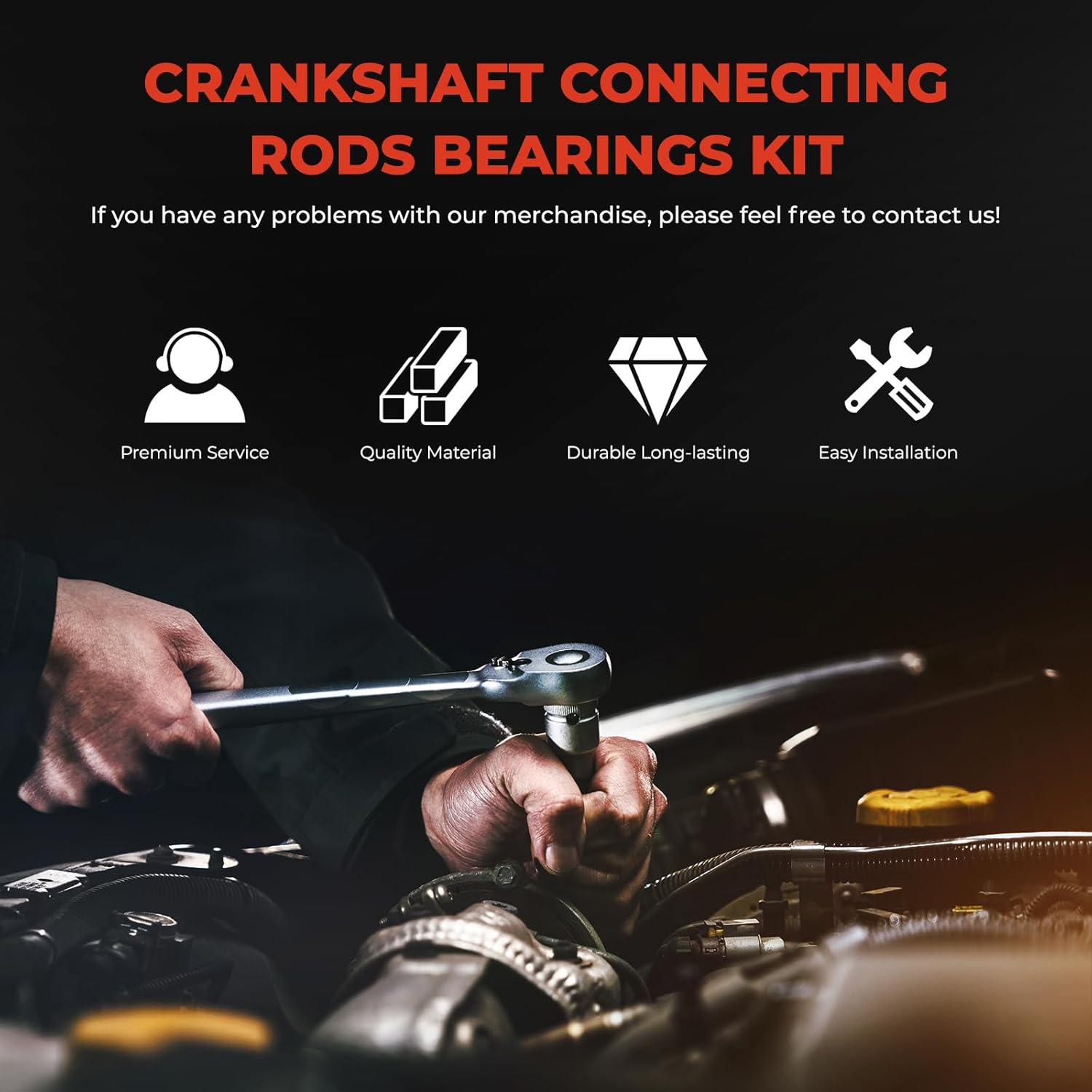 Crankshaft & Connecting Rod Bearings 1.6 Engine, Compatible with Hyundai Accent Veloster 2012-2017, Compatible with Kia Rio Soul 2012-2019, Repalce 23110-2B610 23110-2B600 23510-2B010 21020-2B100