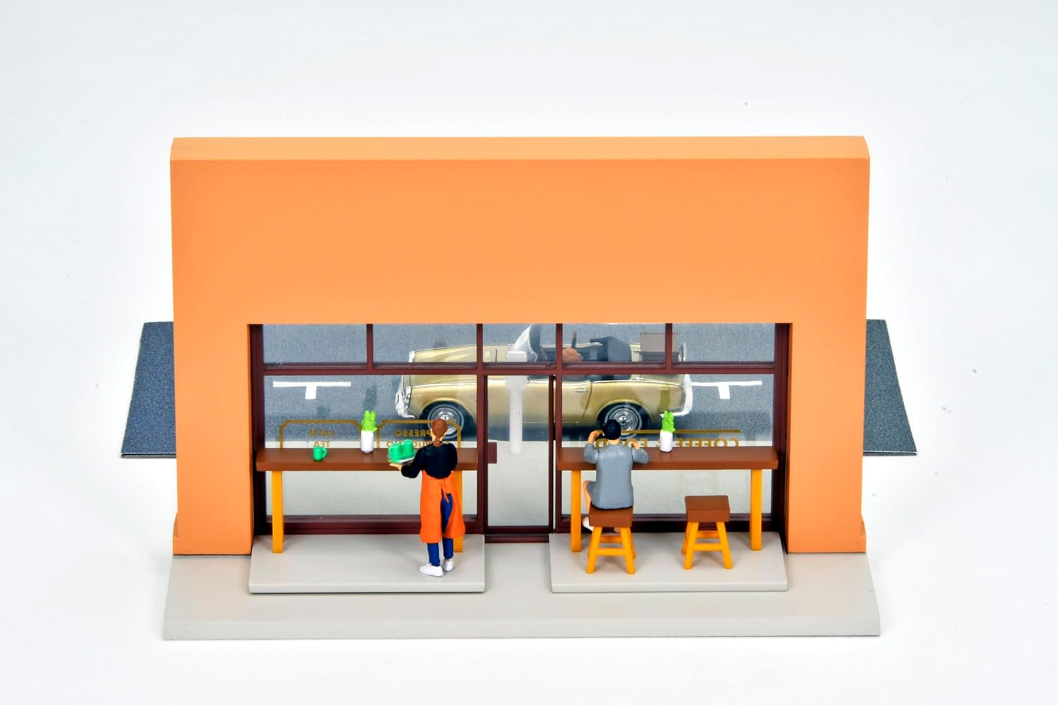 Tomytec 335269 Geo-Colle 64# Car Snap 27a Cafe Terrace 2 ABS Plastic PVC Doll Accessories (Painted and Partially Assembled) + Diecast Mini Car Set
