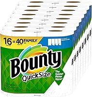 Bounty Quick-Size Paper Towels, White, 16 Family Rolls = 40 Regular Rolls