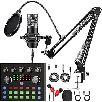 Podcast Microphone Bundling - Complete Recording Studio with Microphone, Voice Changer and Podcasting Equipment for Live Stre