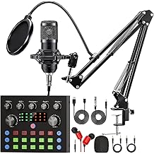 Podcast Equipment Bundle, Recording Studio Package with Podcast Microphone and Voice Changer, Live Sound Card - Audio Interface for Laptop Computer Vlog Living Broadcast Live Streaming YouTube TikTok