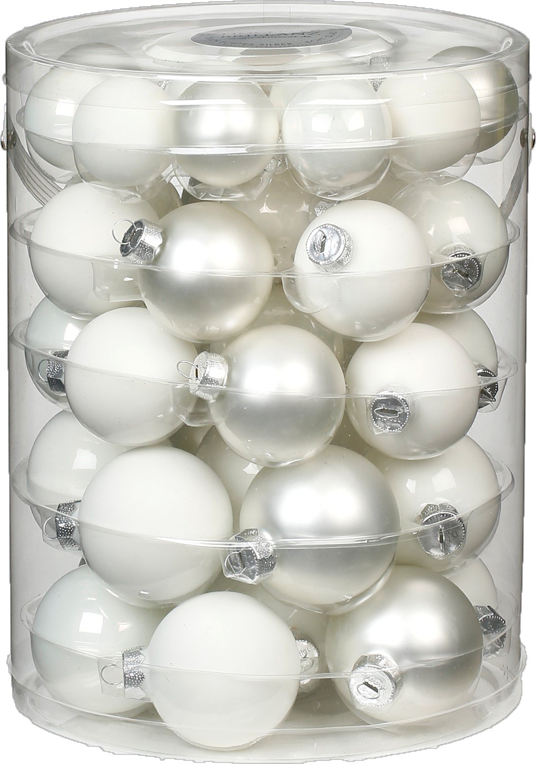 44 TLG. Christbaumkugeln Glas 4,5,6cm Just White-Mix (weiß) Set // Weihnachtskugeln Christbaumschmuck Baumkugeln Baumschmuck Weihnachtsdeko
