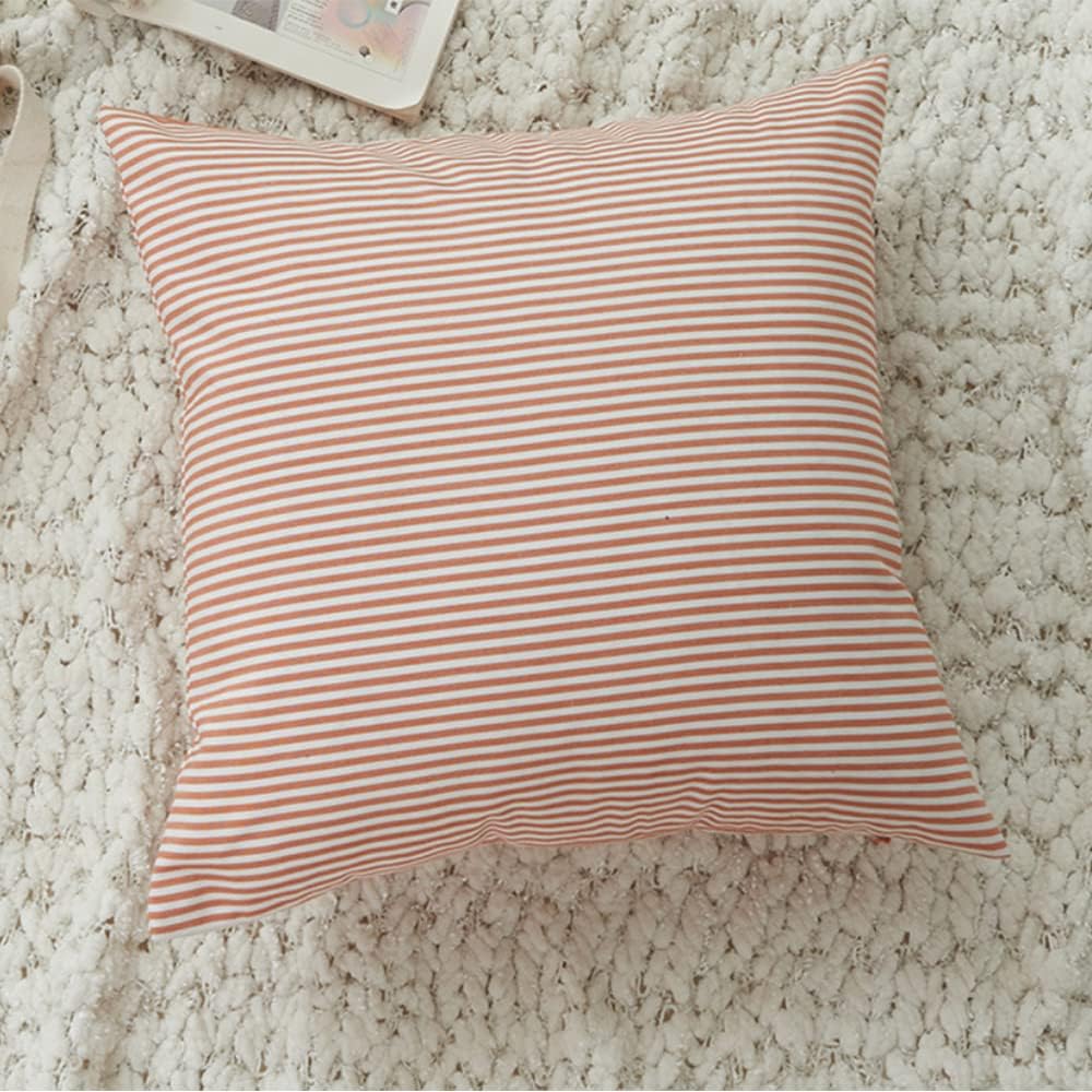 HOPLEE Fall Orange Farmhouse Pillow Covers 22x22 Orange Throw Pillow Covers Cushion Cover with Buffalo Plaid, Solid Orange, Striped and Gingham Plaid Design 22x22 inches,4 Pack