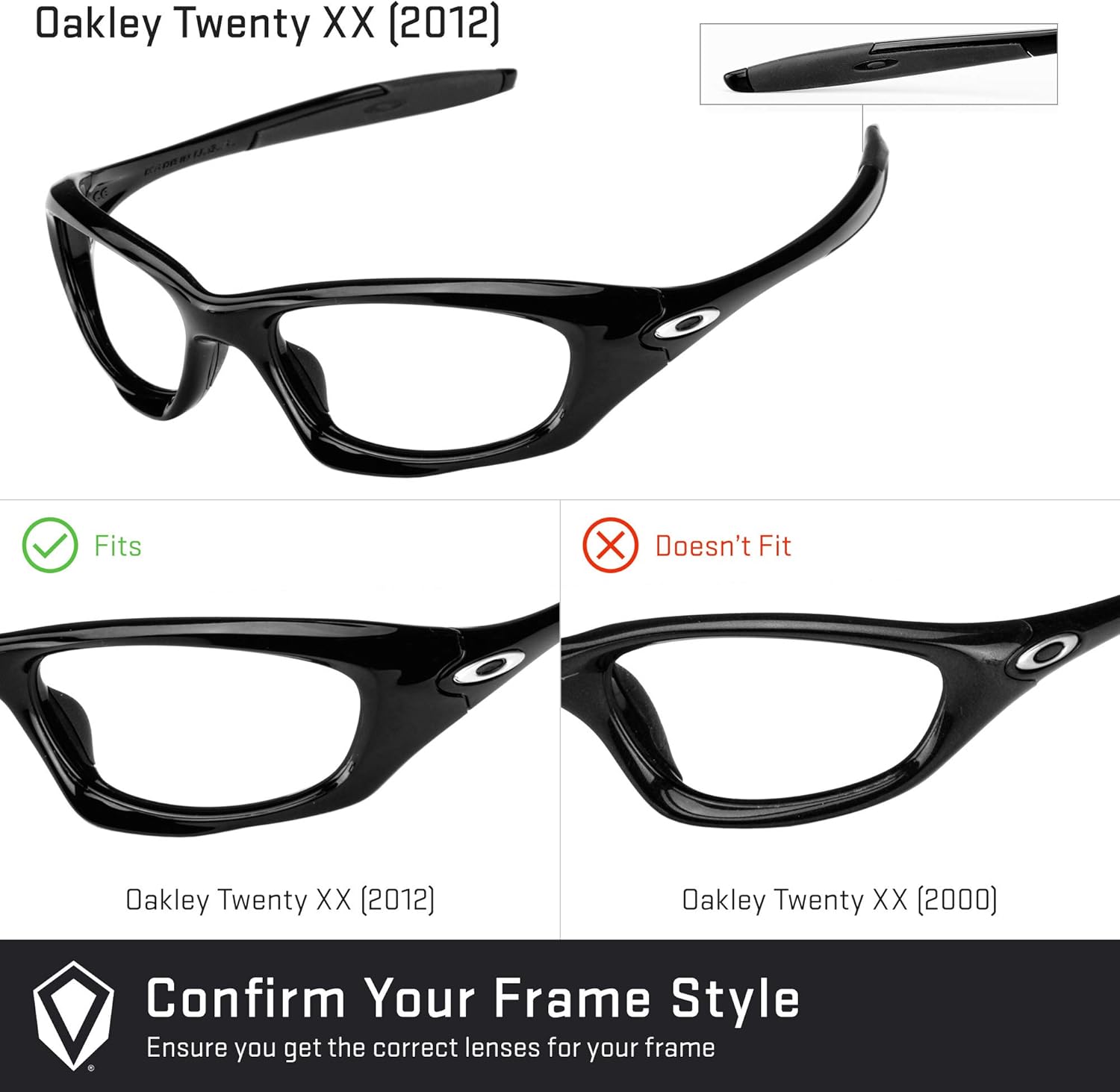 Revant Replacement Lenses for Oakley Twenty XX (2012) OO9157 Sunglasses - Non-Polarized Stealth Black