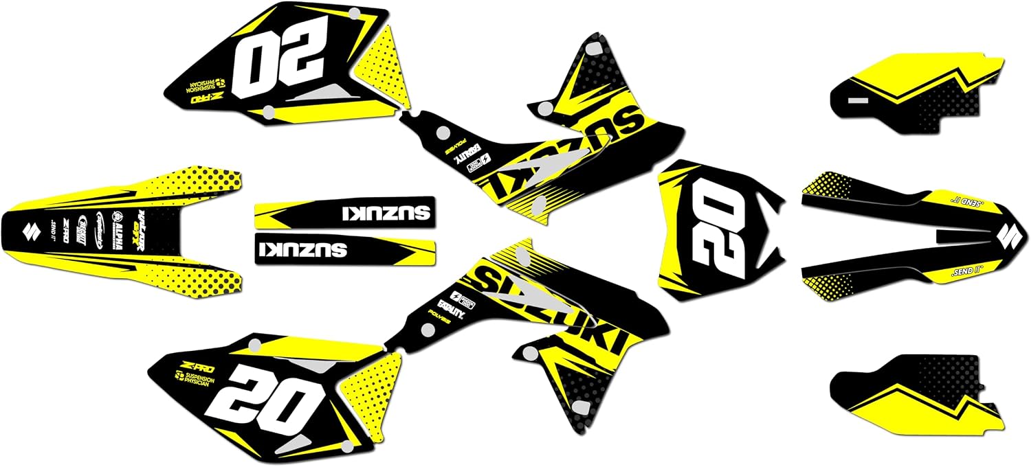 Graphics Kit for Suzuki RMZ450 (2008-2017) Spear Series Red 16 Mil-Dirt Bike Custom Racing Graphics Decals Stickers Kit, no-Plastics