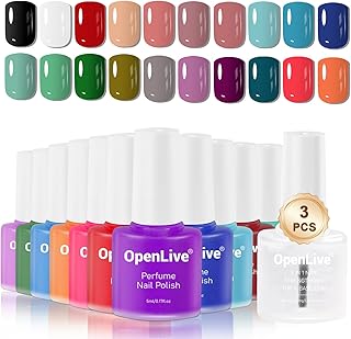 20 Color Perfume Nail Polish Set and 3 PCS Nail Strengthener, Red, Pink, Pueple and Green Quick Drying Nail Polish Set for Women Salon DIY Nail Art