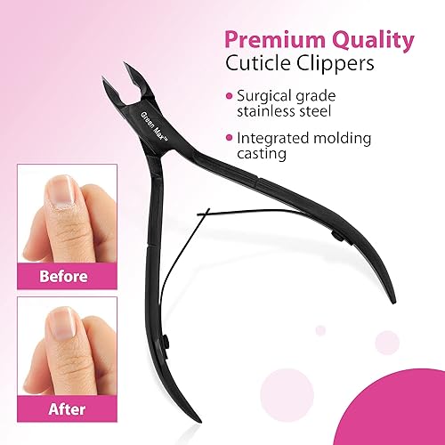 Miniatura 5 de Green Max Pinzas para cutículas, cortaúñas, cortadores de cutículas afilados, removedor profesional de cutículas de acero inoxidable, manicura y