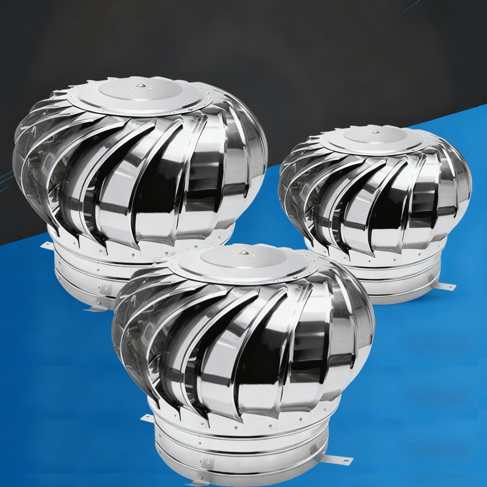 KGLHJDY Rotating Chimney Cowl Cap, Stainless Steel Spinner Anti-Downdraught, 110 150 160 200 250 300 350mm Chimney Rotating Ventilator Cap with Clamp(110mm/4.3in)