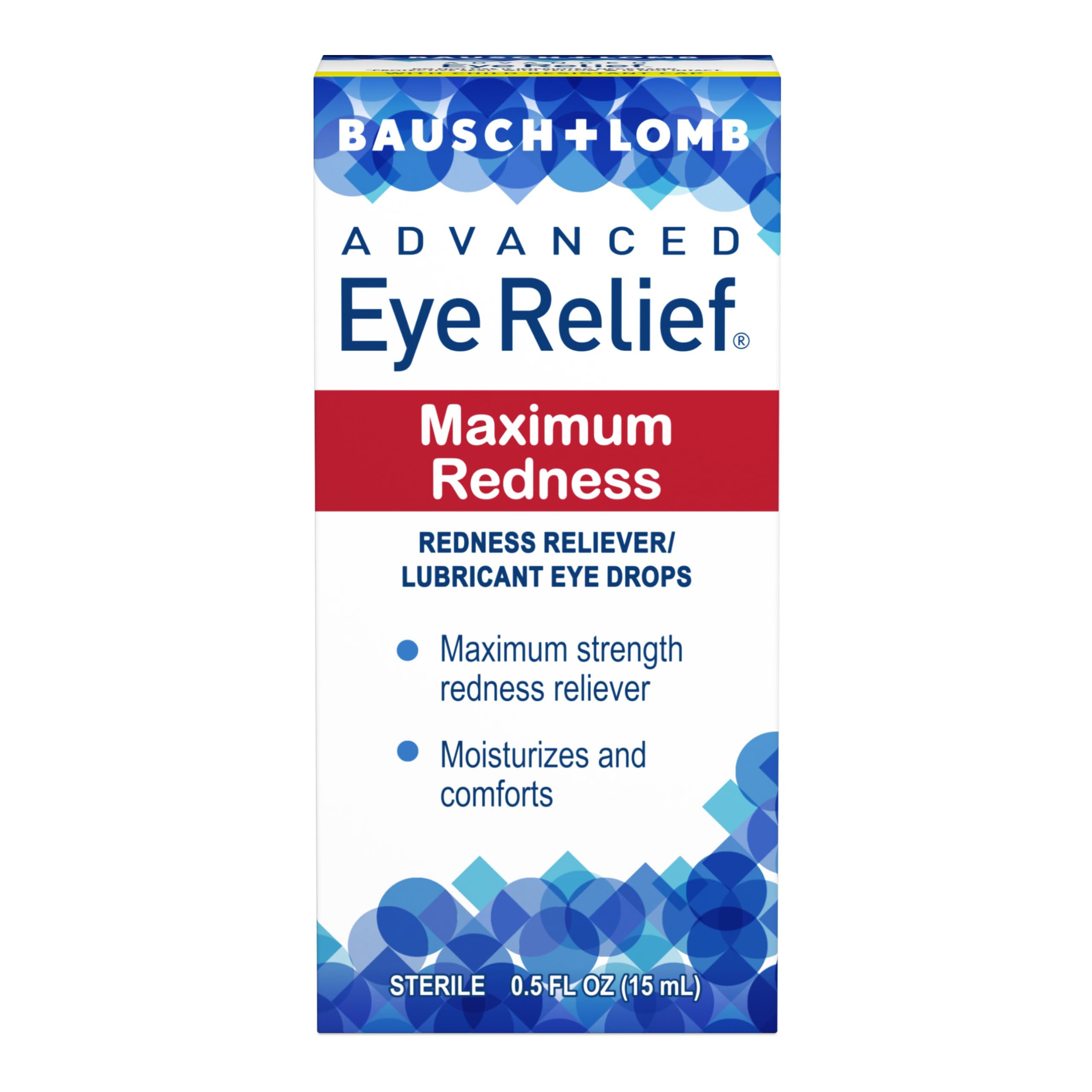 Bausch & Lomb Advanced Eye Relief Maximum Redness Lubricant Eye Drops from 0.5 Fl Oz (15 mL) - Pack of 5