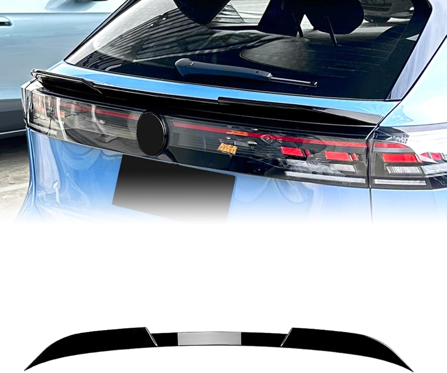 Rear Trunk Middle Spoiler Wing Kit Decor For VW Tiguan MK3 Rline 2024-2025 Black