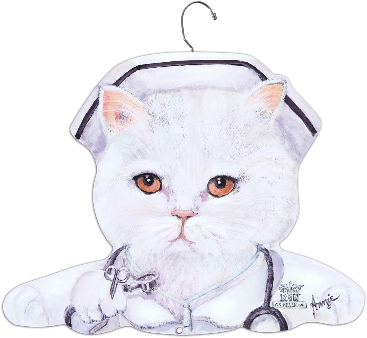Stupell Home Décor Nurse White Cat Hanger, 17 x 0.4 x 11, Proudly Made in USA
