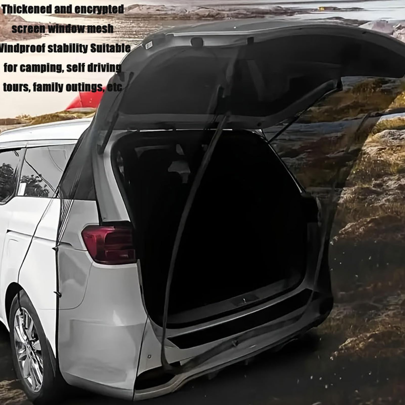 Heckklappennetz – Anti-UV-SUV-Kofferraumnetz, magnetisches SUV-Auto-Heckklappen-Netz mit Zwei-Wege-Reißverschluss, Privatsphäre, Camping, Kofferraumschutz für die meisten Fahrzeuge