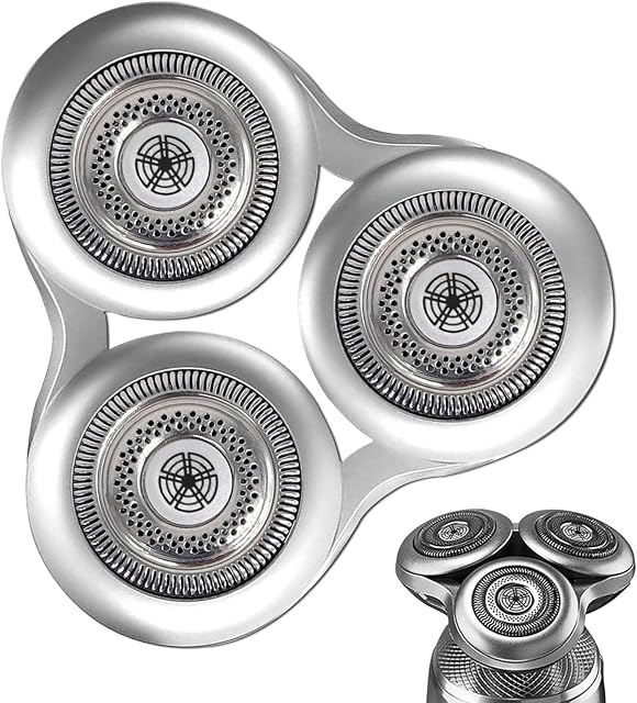 SH98 Replacement Heads suitable for Electric Shavers - Compatible with Series 9000 (S9xxx) - Dual Stainless Steel Blades-Electric Shaver Replacement Head for Men, Silvery