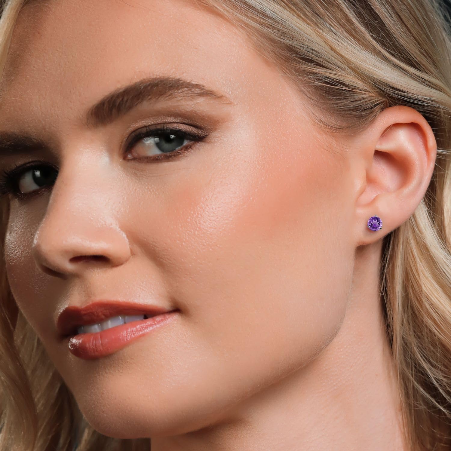 Gem Stone King 14K White Gold Martini Earrings | 3 Prong Screw Back Stud Earrings For Women Men | Round 6MM | Gemstone Birthstone | White Gold Earrings For Women Men