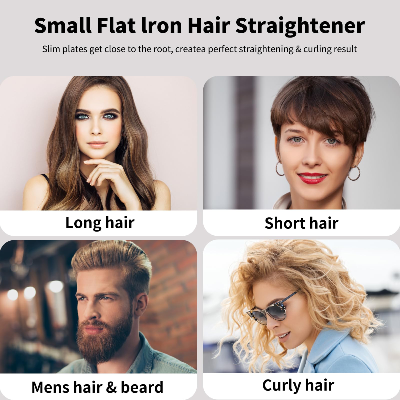 K&K Small Flat Iron Short Hair, Upgrade Pencil Flat Iron Prostownica do Włosów do Krawędzi, Prostownice do Fryzur Pixie, Retuszów i Grzywek, Pływająca Płyta z Ceramiczną Powłoką Turmalinu