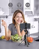 Vista 5 de PoP voice Micrófono de solapa Lavalier profesional Micrófono condensador omnidireccional para iPhone Android Smartphone, micrófono de grabación