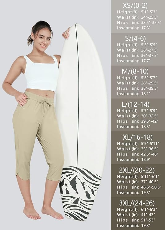 Women's Swim Capri Pants Board Shorts for Swimming Modest Swimsuits Beach Pants with Pockets Quick Dry UPF50+