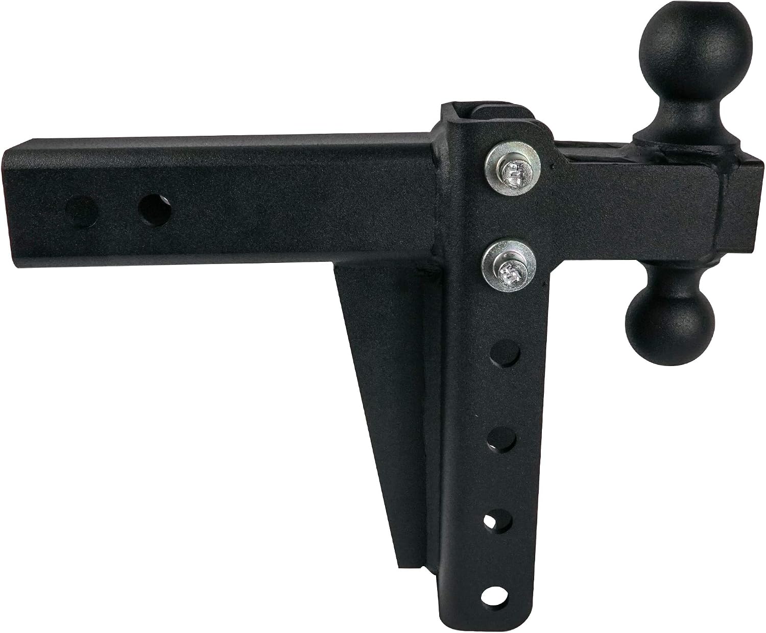 BulletProof Hitches™ 2.5" Adjustable Medium Duty (14,000lb Rating) 6" Drop/Rise Trailer Hitch with 2" and 2 5/16" Dual Ball (Black Textured Powder Coat)