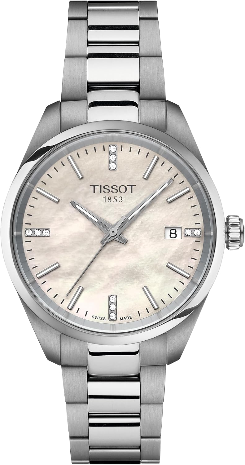 Tissot PR 100, Swiss Quartz, 34mm, Mother-of-Pearl Dial with Diamonds, Women’s Watch