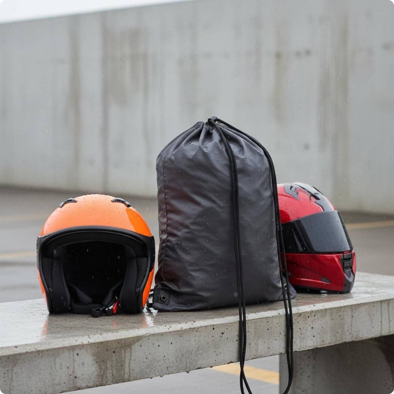 Custodia Casco Sacca Zaino Borsa Sacchetto Materiale Oxford 420D Resistente E Leggero Apertura E Chiusura a Coulisse per Carico Rapido Riparo da, Black 210D