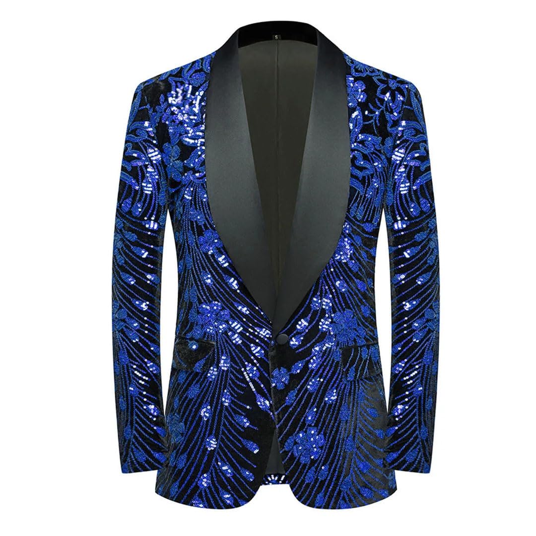 Men Luxury Wedding Banquet Suit Jacket Floral Embroidery Sequin fleece Blazer Evening Party Tuxedo Coat