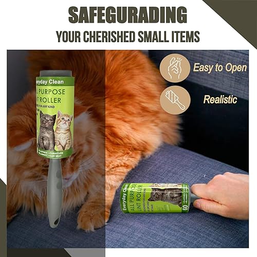 Miniatura 6 de Rodillo de pelusa para desvío de dinero seguro para pelo de mascotas, pegajoso, removedor para sofá, ropa, muebles y alfombras. Removedor de pelo de