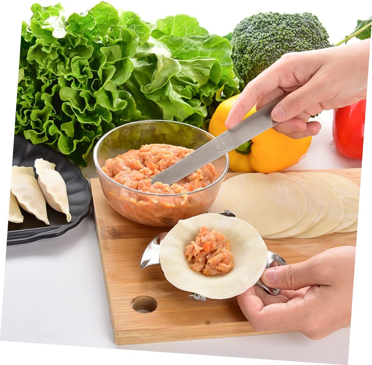 LABRIMP Stainless Steel Dumpling Maker Stainless Steel Mold for Easy Dumpling Ravioli and Empanada Creation Home Kitchen Restaurant Small