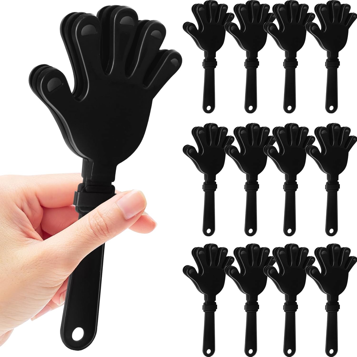 12 Pcs Hand Clappers Noisemakers 7.5 Inch Clappers Noisemakers Plastic Hand Clappers for Birthdays Game Football Sporting Events Cheers Supplies Dance Basketball Football Noisemakers(Black)