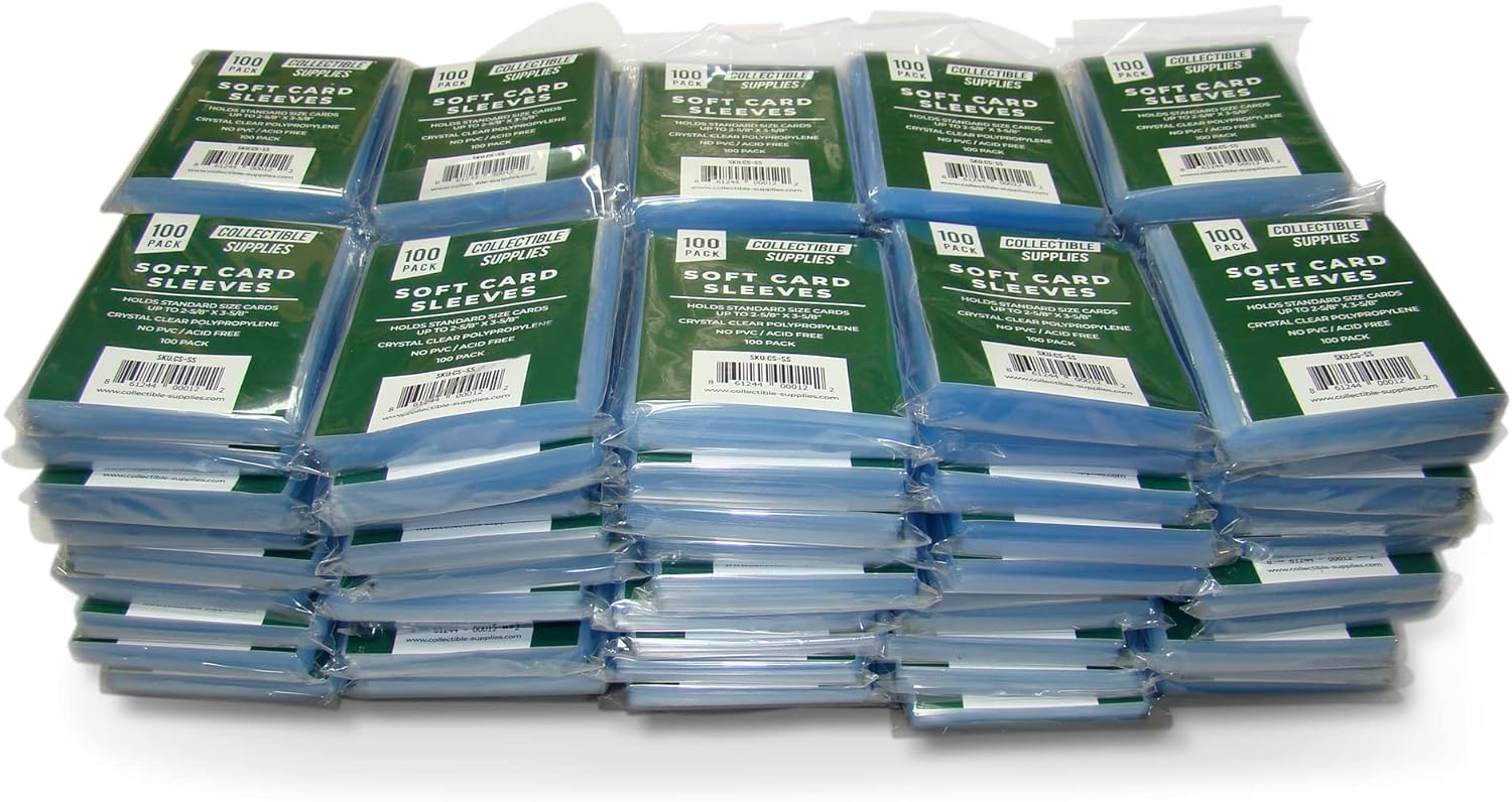 Standard Soft Penny Card Sleeves – 100 Pack Case – for Single Sports Trading Cards for Sportcards Card Collecting : Toys & Games