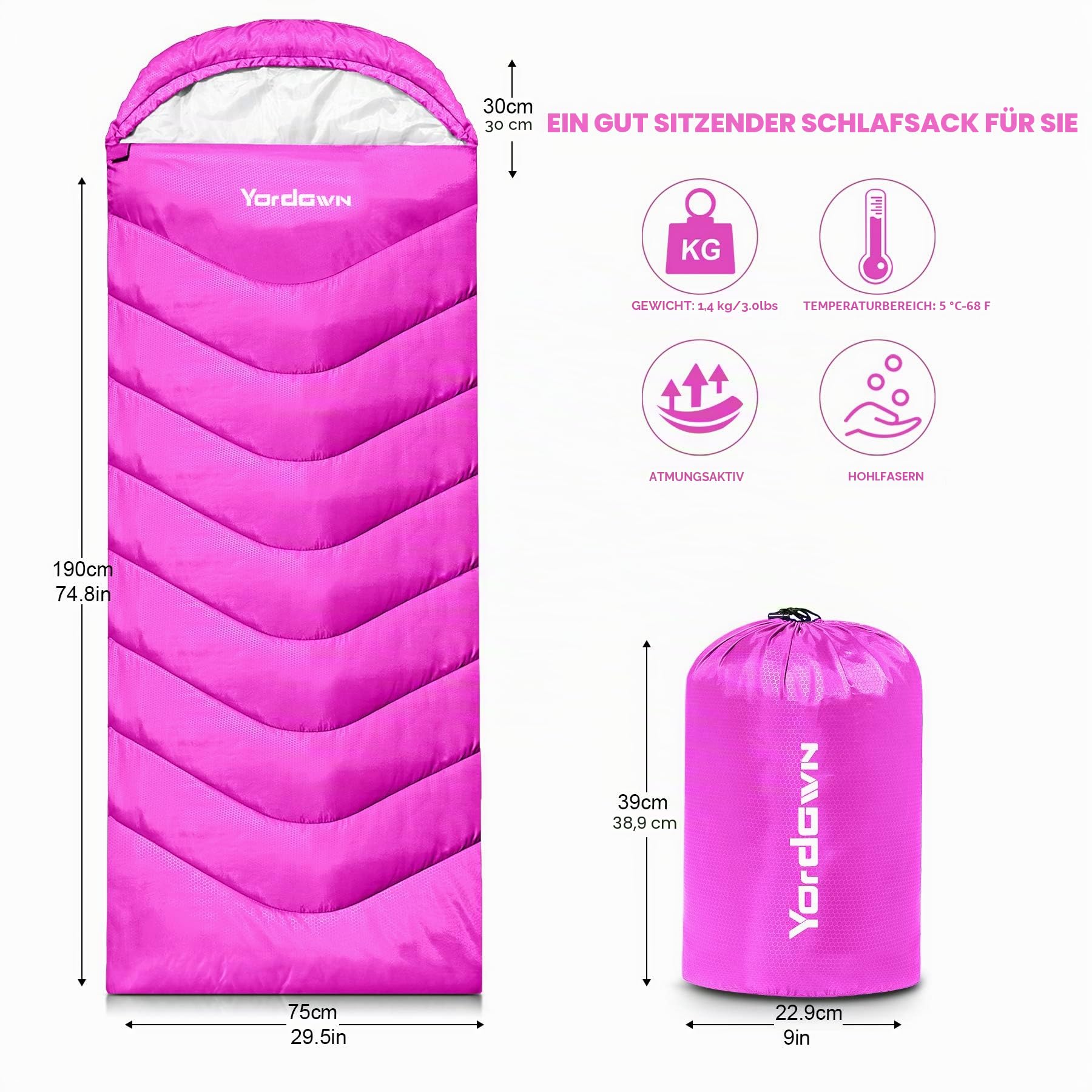 Schlafsack Outdoor Camping für Erwachsene Kinder, Schlafsäcke Sommer Winter 3-4 Jahreszeiten, Deckenschlafsack Ultraleicht Sleeping Bag Kleines Packmaß Reiseschlafsack Wasserdichter