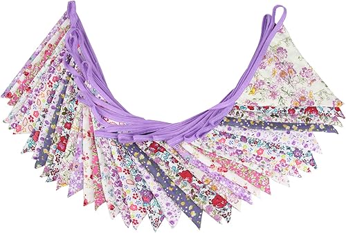 Miniatura 3 de Pancarta triangular de 32 pies, 36 banderas de tela de algodón, guirnaldas para fiestas de cumpleaños, bodas, baby shower, decoración al aire libre