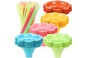 ZENFUN 100 Pack 8 OZ Colorful Flower Italian Ice Cups