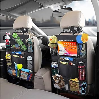 MONKONAR Car BackSeat Organizer,2 Pack For Kids Car Organizer Kick Mats Kick Mats Back Seat Protector With Touch Screen Tablet Holder, For Kids, Car Travel Accessories, (2