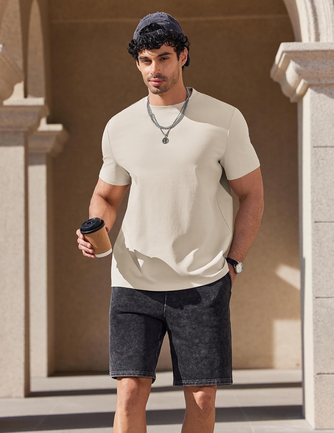 COOFANDY Mens T Shirts Short Sleeve Heavyweight Tshirt Casual Crew Neck Tee Shirts for Men - Image 3