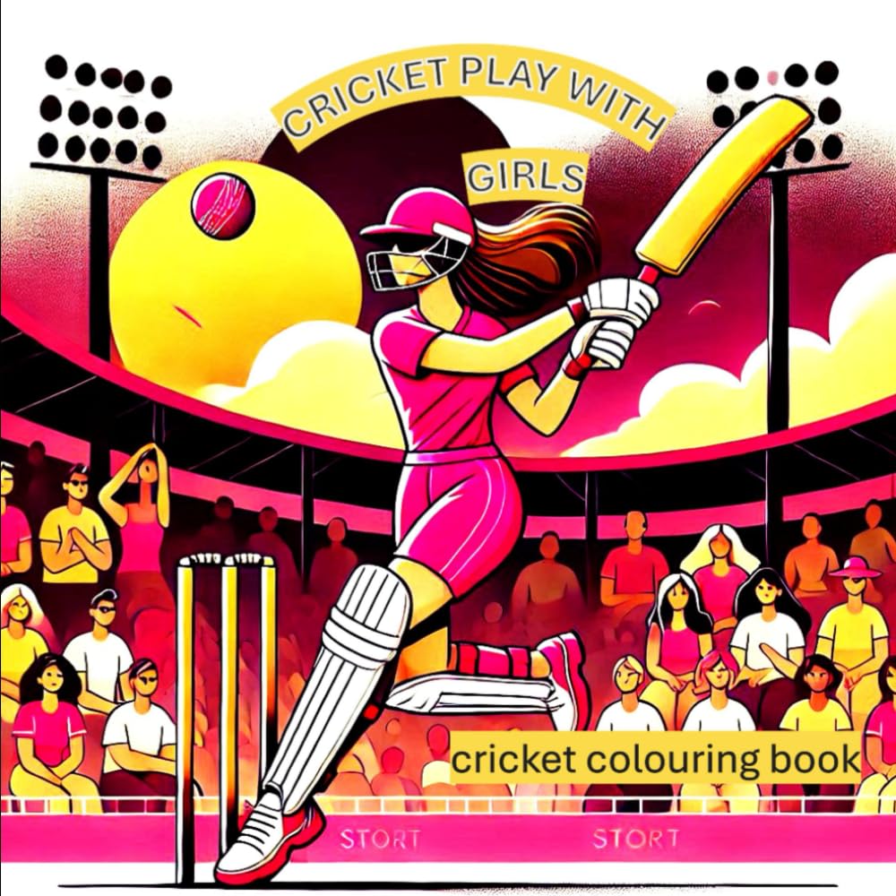 cricket play with girls: cricket colouring book