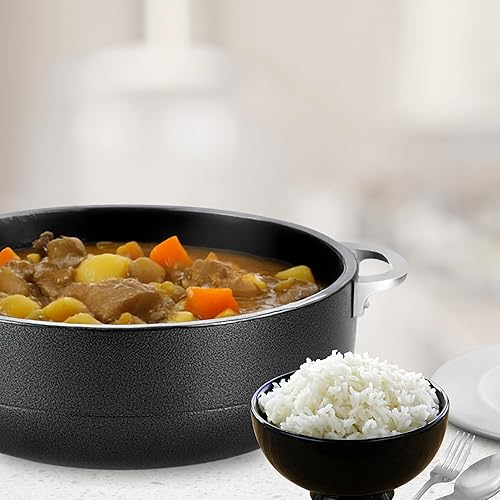 Miniatura 4 de Alpine Cuisine Caldero antiadherente de 7 cuartos de galón con tapa de vidrio  Horno holandés de aluminio multiusos para estofar - Hervir - Guisado