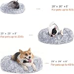 Feandrea Lit de chien, Lit de chat, Lit d'animal de donut calmant pour chiens et chats, peluche molle, ronde, couverture lavable, fond antidérapant, 20 Inches Dia., Gray Ombré UPGW037G01
