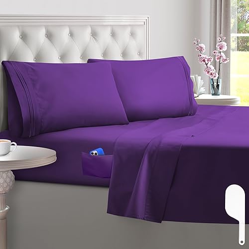 Dreamy Dreams Juego de sábanas de microfibra suave de 4 piezas con 1 sábana encimera, 1 sábana bajera con bolsillo profundo, 2 fundas de almohada