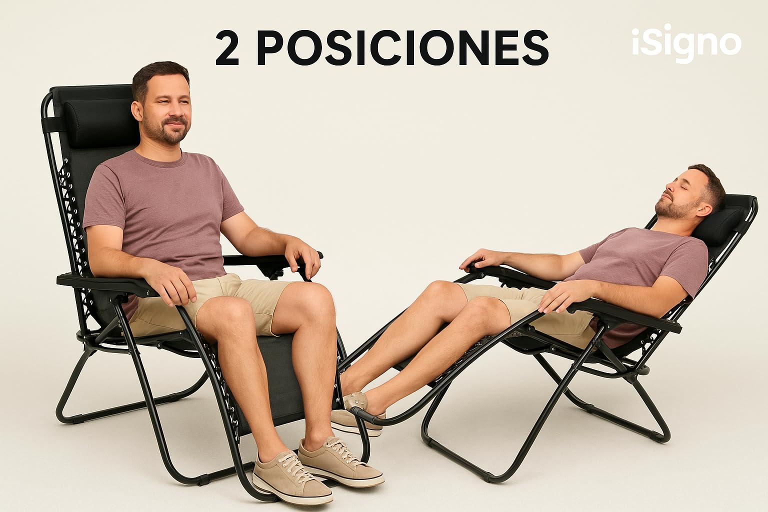 isigno Silla Reclinable Plegable Tumbona de Exterior para Jardín Camping Playa o Balcón Estructura Metálica Robusta Tela Transpirable