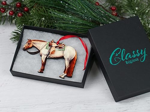 Miniatura 3 de Western Quarter Horse Christmas Ornament Decoration Gift for Horse Woman (Red Roan)