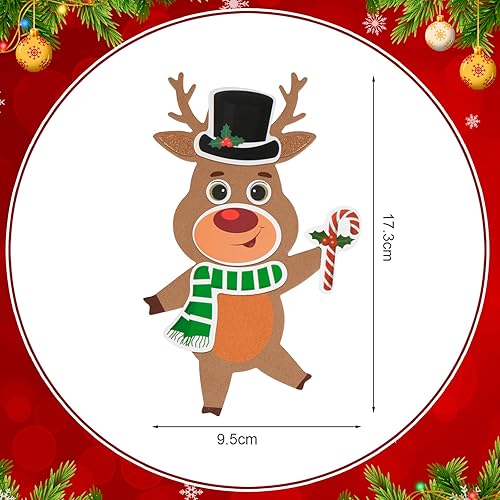 Miniatura 7 de Fennoral Paquete de 12 manualidades de renos para niños, calcomanías de espuma de reno, adornos de manualidades de Navidad para niños y niñas,