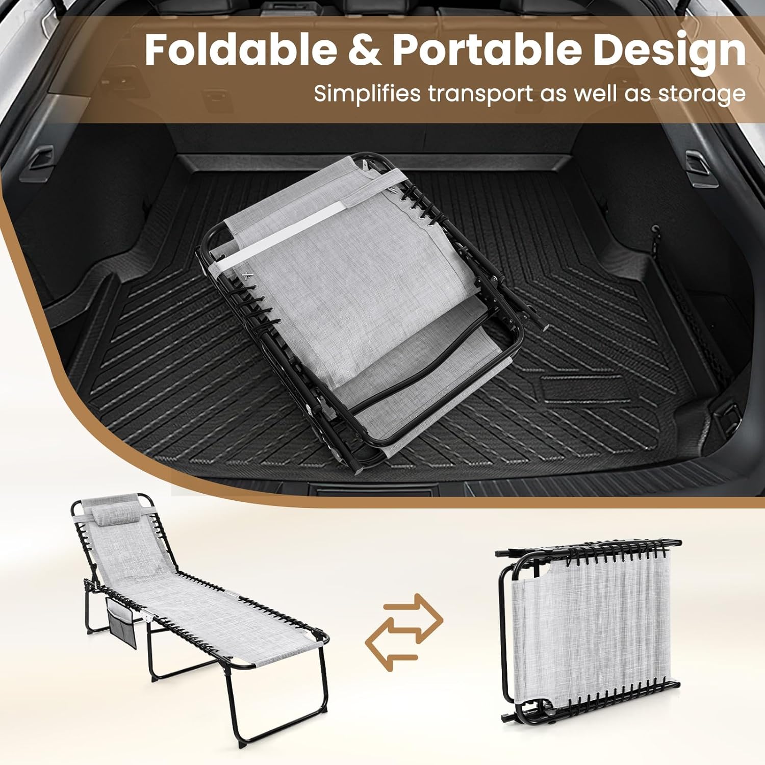 Illustration of adjustable backrest and footrest