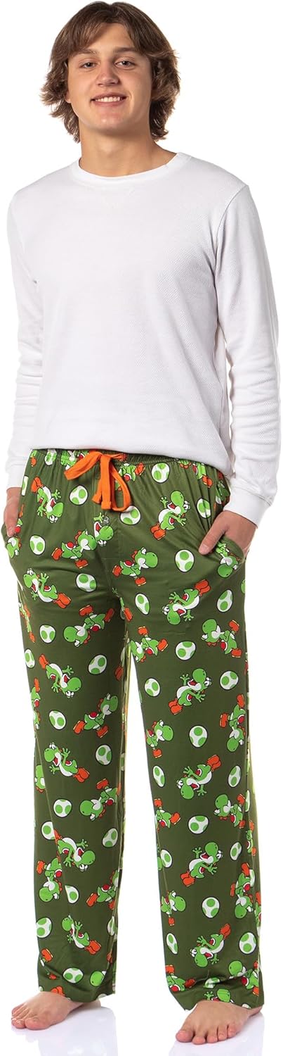 Yoshi Pajama Pants For Men Nintendo Super Mario Pants Yoshi Egg Lounge Bottoms Sleep Pants - Image 2