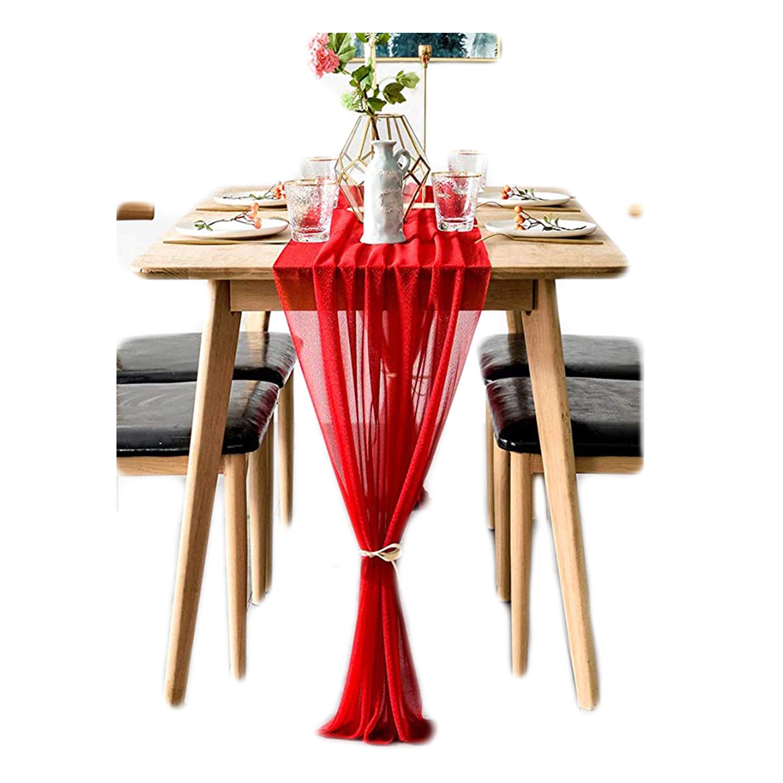 B-HOT Chiffon Table Runner Sheer Weddings Bridal Baby Shower Outdoor Party Decor Table Cloth Red, 70 X 300 cm - Image 3