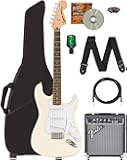 Fender Squier Affinity Stratocaster Limited Edition - Olympic White Bundle with Frontman 10G Amplifier, Gig Bag, Tuner, Instrument Cable, Strap, Picks, and Austin Bazaar Instructional DVD