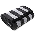 PuTian Merino Wool Blanket - 63 x 51 Thick Warm Soft Twin Bed Throw - Great for Camping, Outdoors, Travel, Car, Couch, All Seasons Grey Stripe