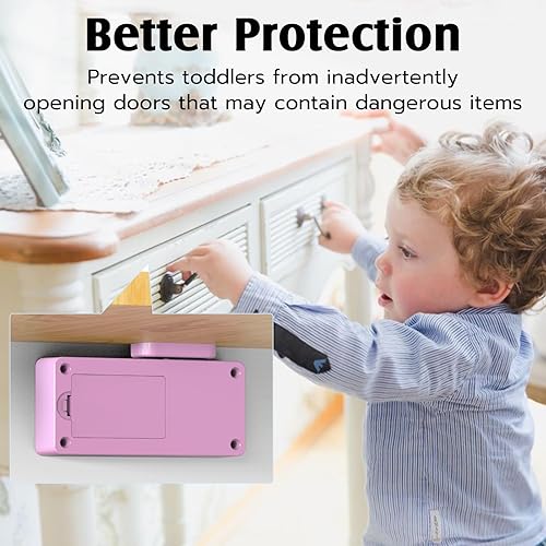 Vista 51 de eLinkSmart - Cerradura de gabinete oculta para cajón con tarjeta RFID NFC para niños, puerta de armario de seguridad, cocina, despensa, muebles