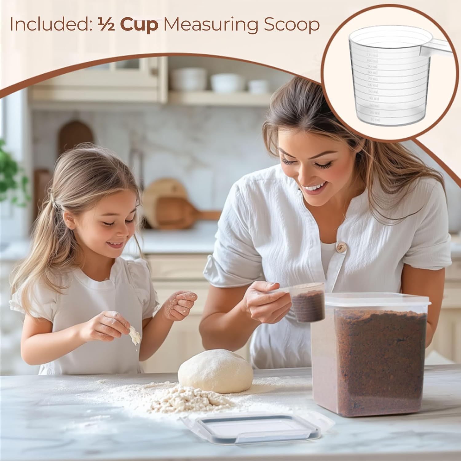 ComSaf Brown Sugar Container Set of 2 (2.5L/2.6Qt), Airtight Food Storage Containers with Lids and Terra Cotta Brown Sugar Saver, Plastic Canisters Sets for Kitchen, Pantry Organizer for Flour, Baking - Image 7