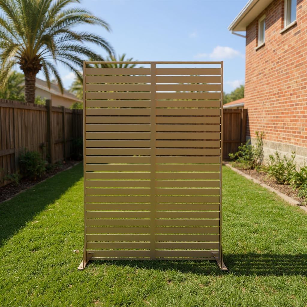 Metal Privacy Screen Outdoor, 72" h×47" w Balcony Patio Privacy Screen, Freestanding Privacy Fence, Decorative Panel, Patio Room Divider for Garden, Balcony, Deck